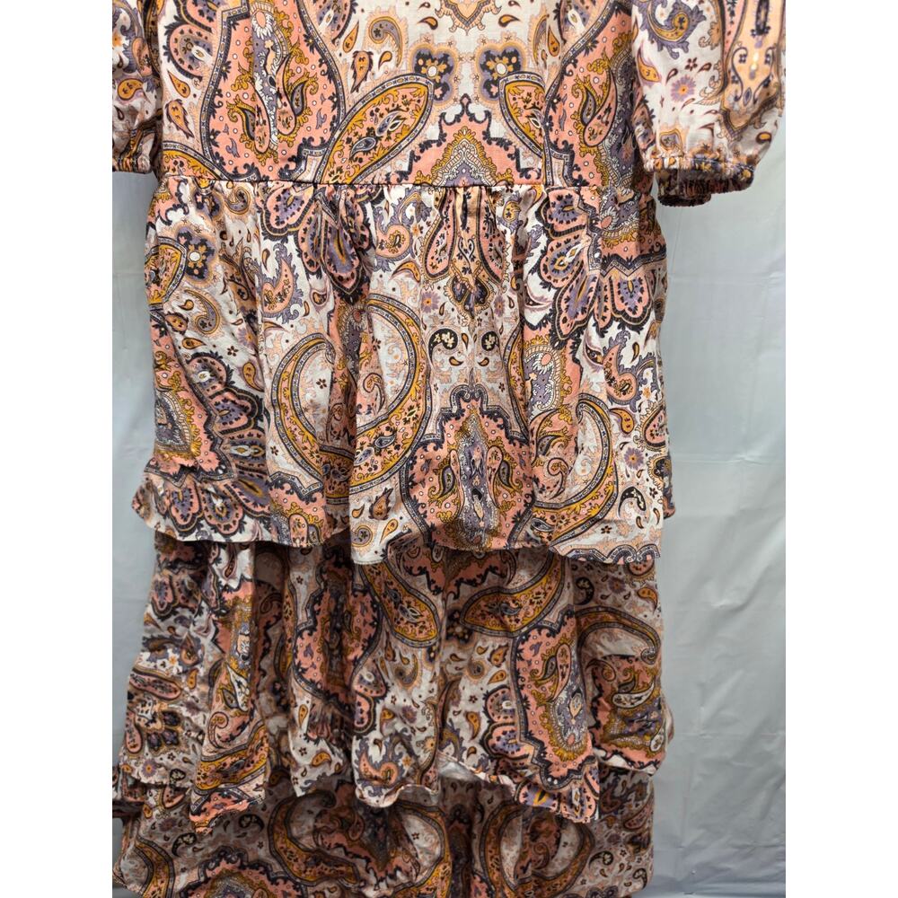 Kachel x Anthropologie Paisley Tiered Maxi Dress Medium Puff Sleeve Boho - Picture 4 of 10